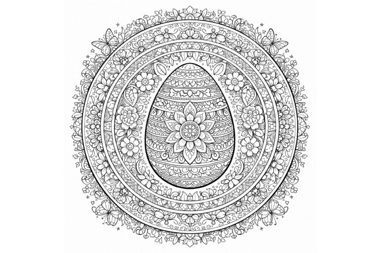 Doppeltes Oster-Mandala – Ausmalbild ab 11 Jahren