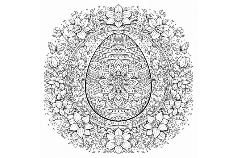 Oster Mandala mit Frühlingsornamenten – Ausmalbild ab 11 Jahren