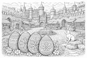 Osterfestung mit Innenhof – Ausmalbild ab 11 Jahren