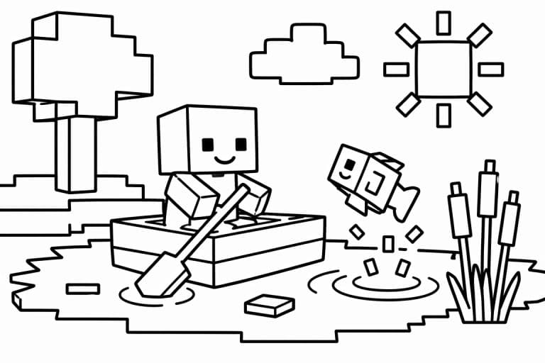 Blockwelt Bootsfahrt - Ausmalbild ab 2 Jahren