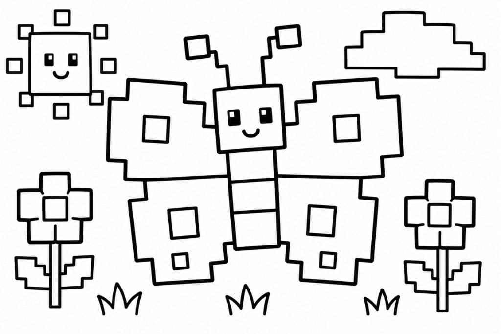 Blockwelt Schmetterling - Ausmalbild ab 2 Jahren