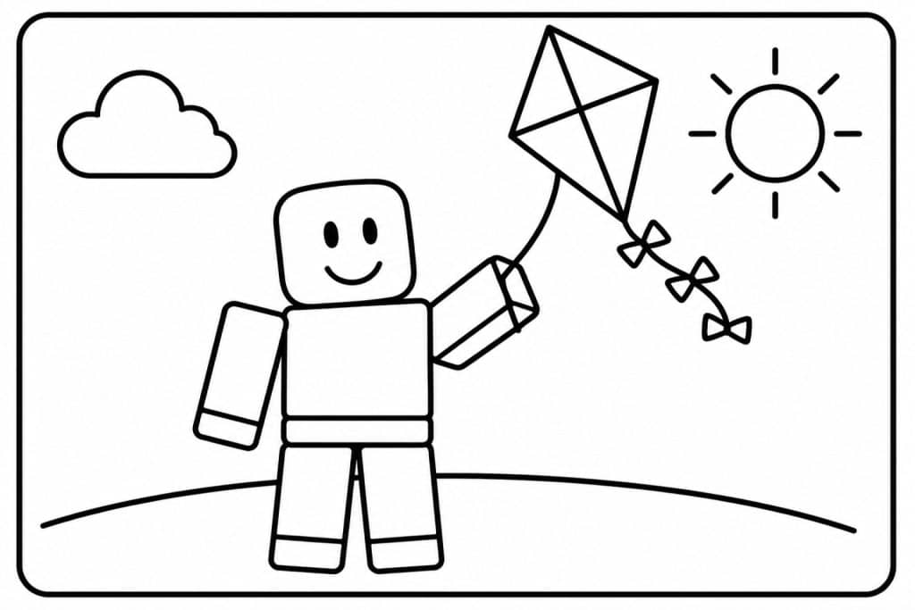 Bloxwelt Figur mit Drachen - Ausmalbild ab 2 Jahren