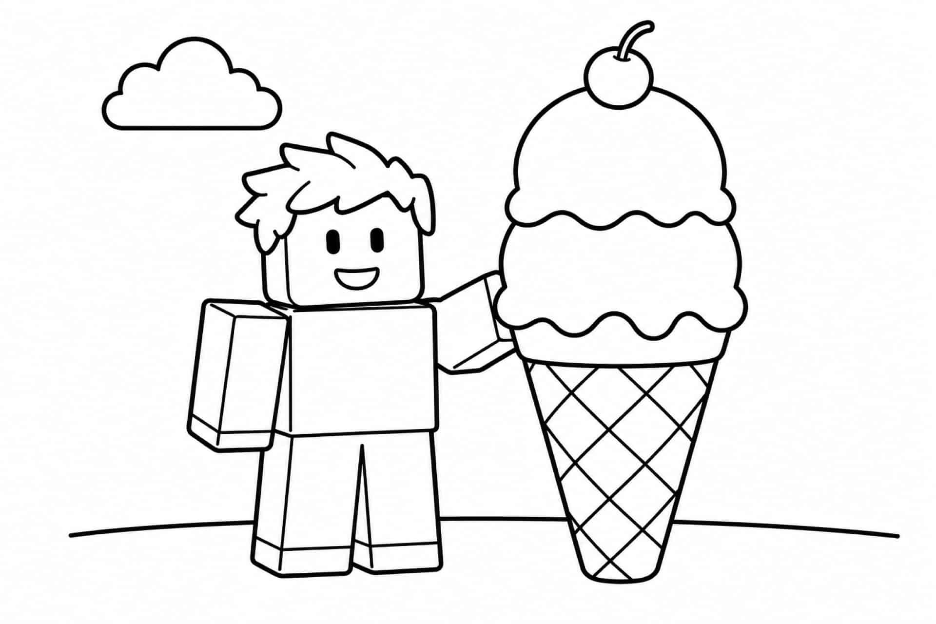 Bloxwelt Figur mit großem Eis - Ausmalbild ab 2 Jahren