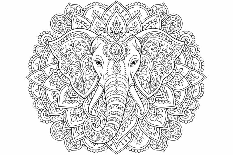 Elefanten Mandala - Ausmalbild ab Erwachsene