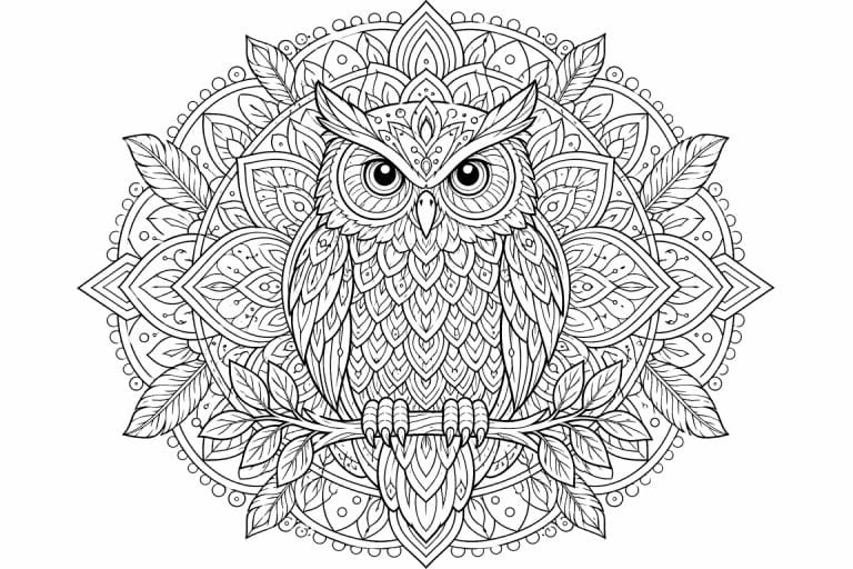 Eulen Mandala - Ausmalbild ab Erwachsene