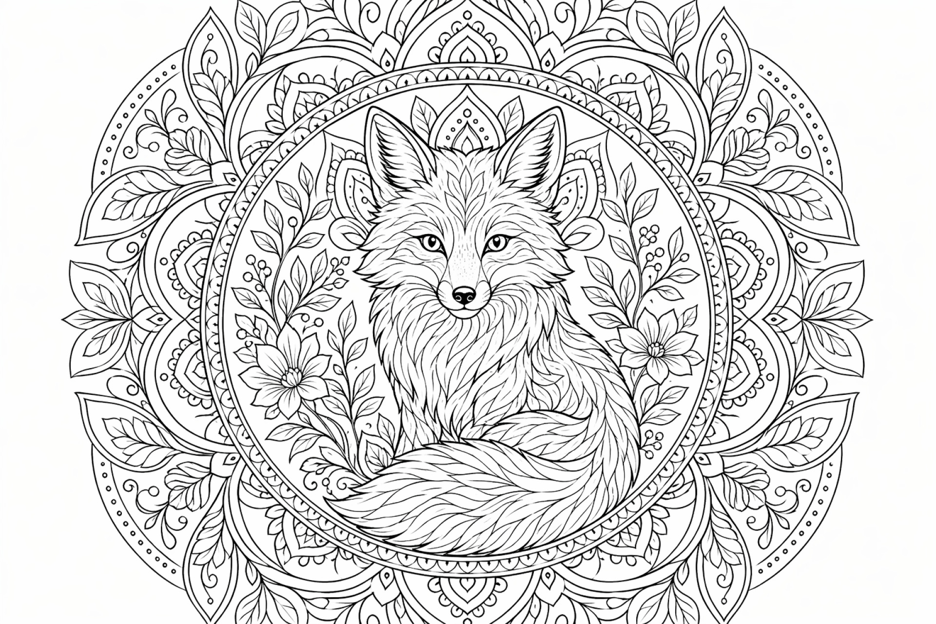 Fuchs Mandala - Ausmalbild ab Erwachsene