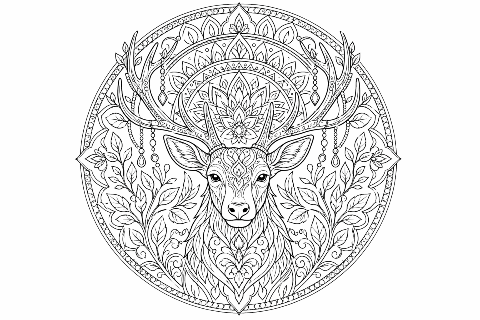 Hirsch Mandala - Ausmalbild ab Erwachsene