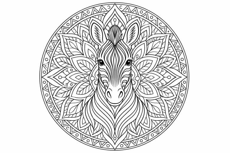 Zebramuster-Mandala - Ausmalbild ab Erwachsene