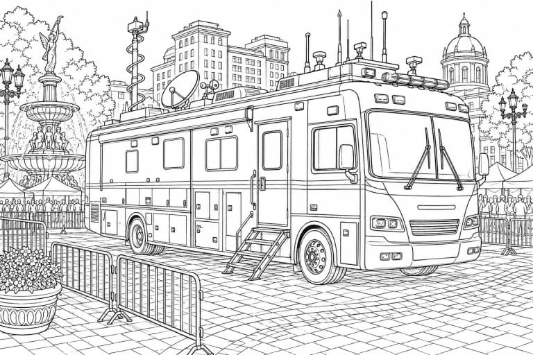 Polizei Einsatzleitwagen - Ausmalbild ab 11 Jahren