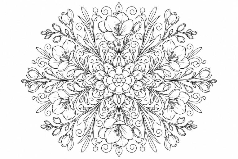 Freesien Mandala - Ausmalbild ab Erwachsene