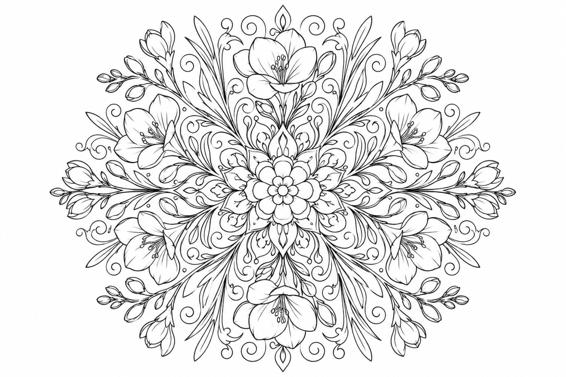 Freesien Mandala - Ausmalbild ab Erwachsene