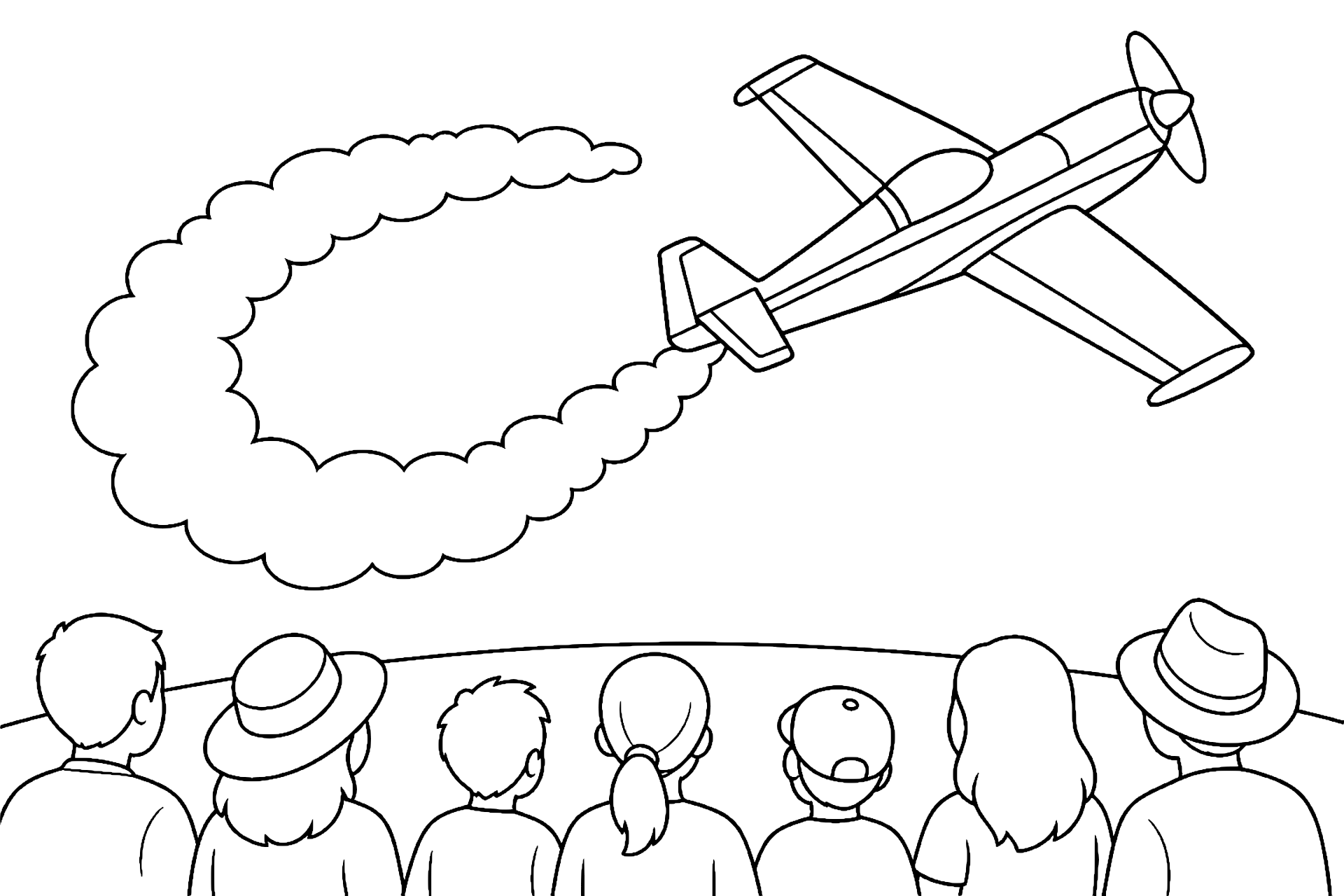 Kunstflugzeug bei einer Flugshow - Ausmalbild ab 6 Jahren