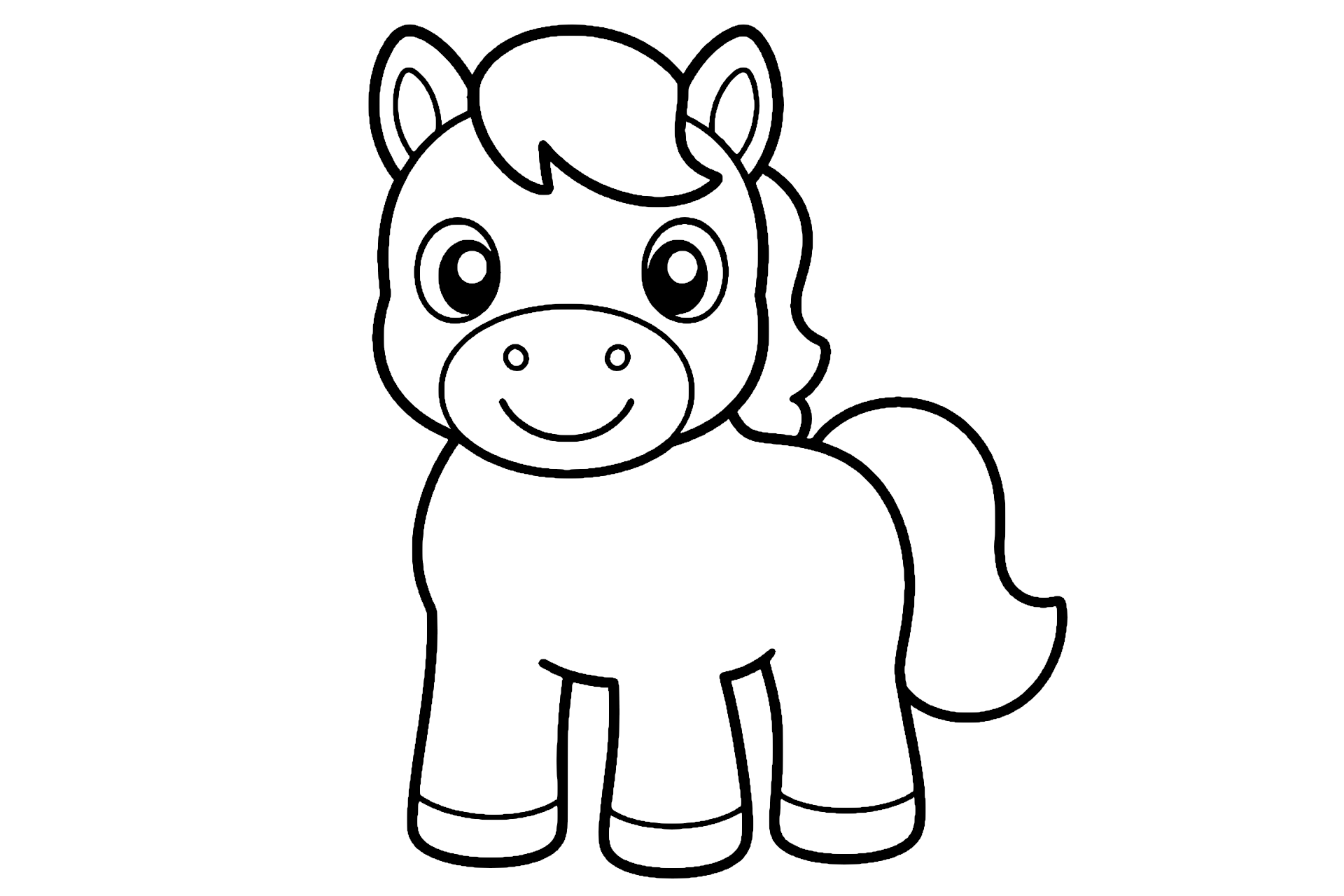 Pony mit erhobenem Kopf - Ausmalbild ab 2 Jahren