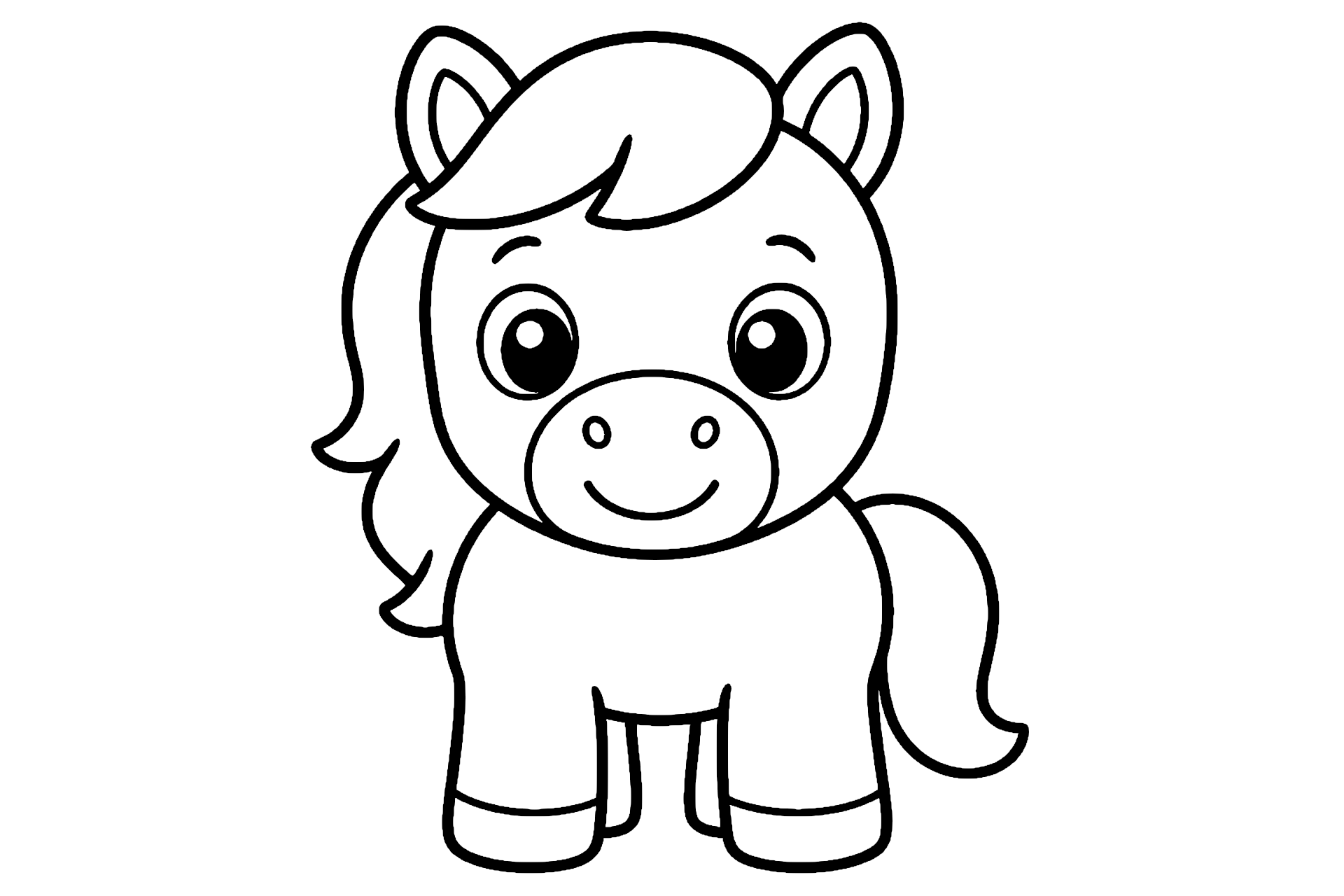 Pony mit freundlichem Gesicht - Ausmalbild ab 2 Jahren