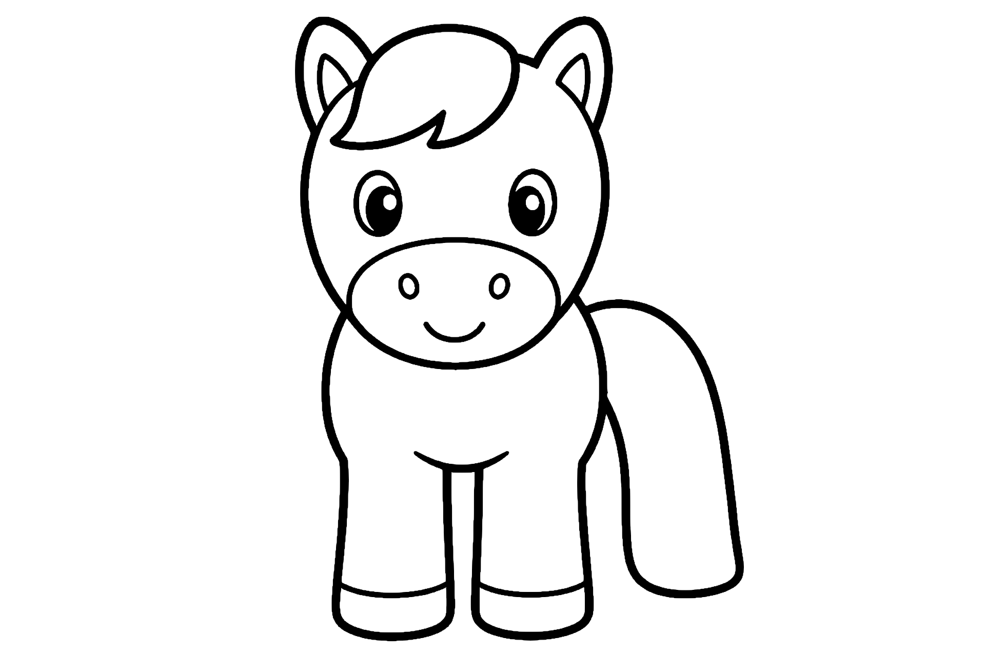 Pony mit geradem Schweif - Ausmalbild ab 2 Jahren