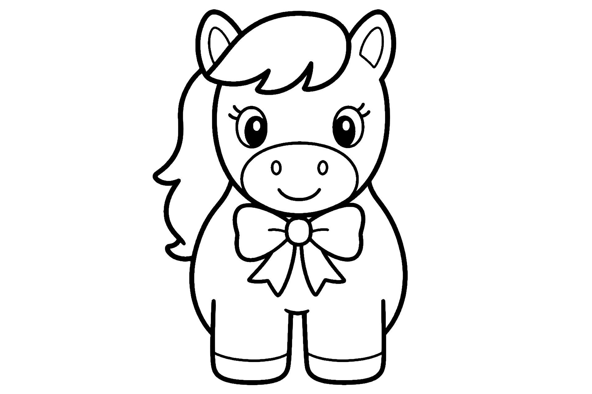 Pony mit großer Schleife - Ausmalbild ab 2 Jahren