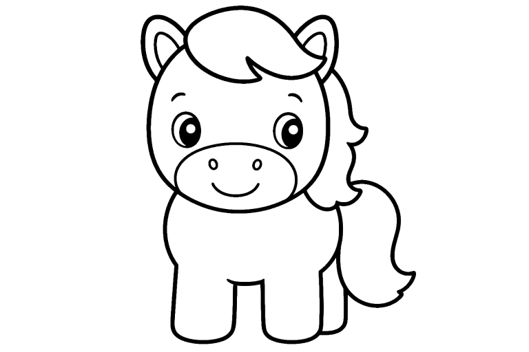 Pony mit großer Stirn - Ausmalbild ab 2 Jahren