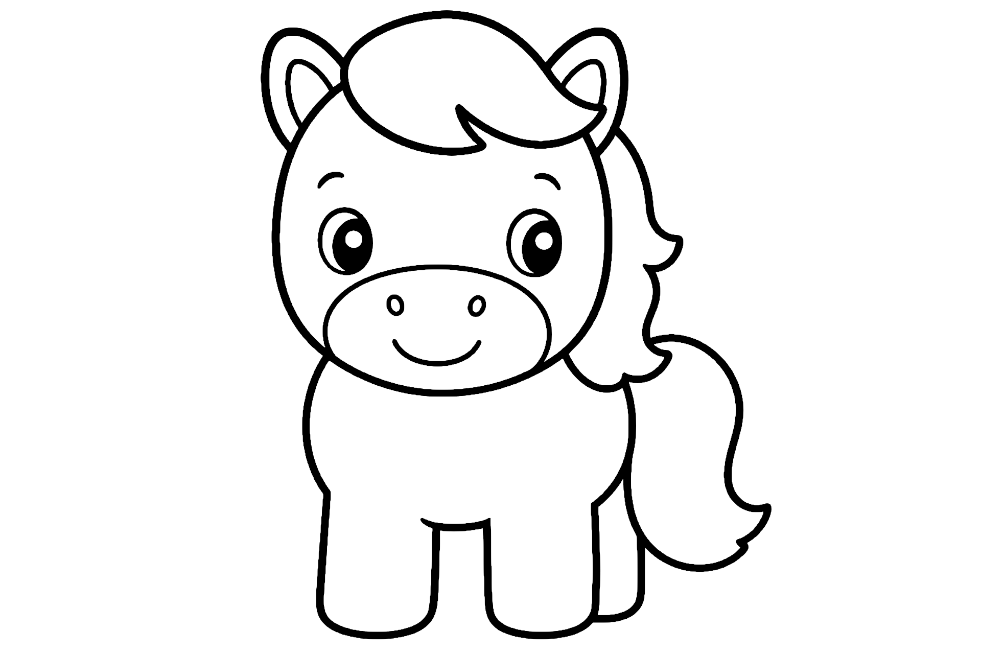 Pony mit großer Stirn - Ausmalbild ab 2 Jahren