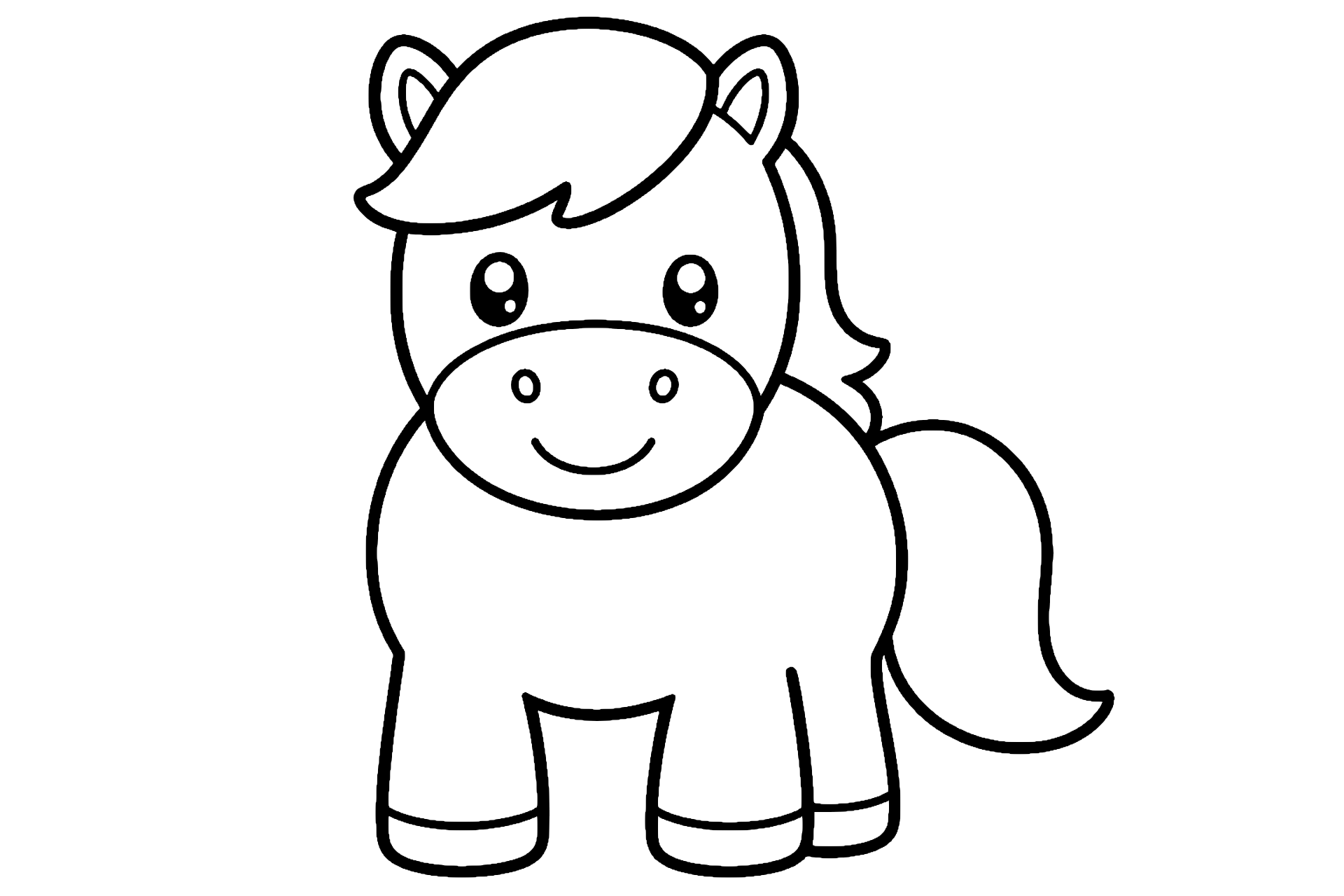 Pony mit kleinen Ohren - Ausmalbild ab 2 Jahren