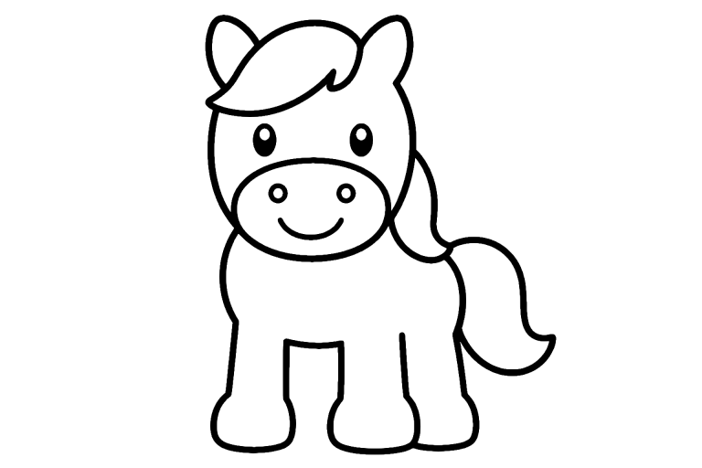 Pony mit runden Hufen - Ausmalbild ab 2 Jahren