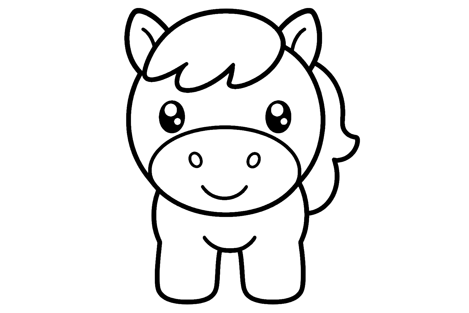 Pony mit runder Nase - Ausmalbild ab 2 Jahren
