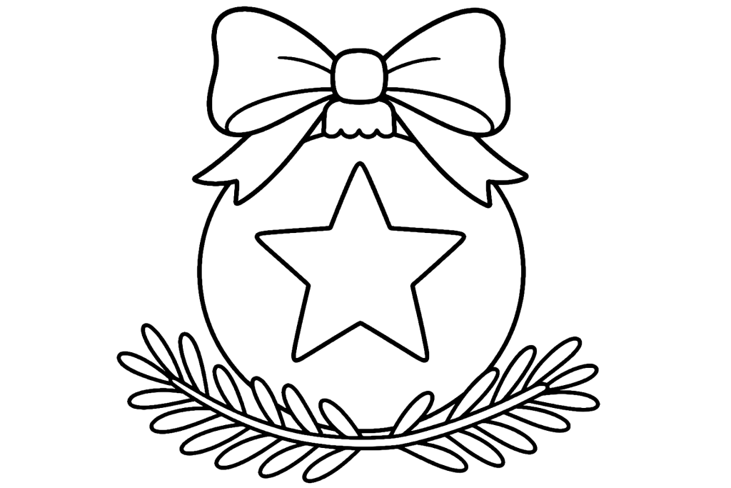 Weihnachtskugel mit Schleife - Ausmalbild ab 4 Jahren