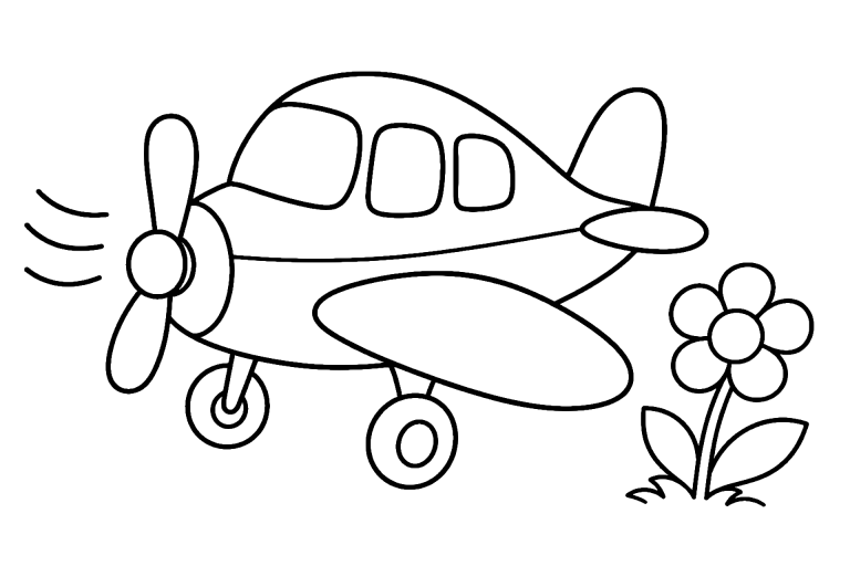 Flugzeug mit Propellerwind - Ausmalbild ab 4 Jahren
