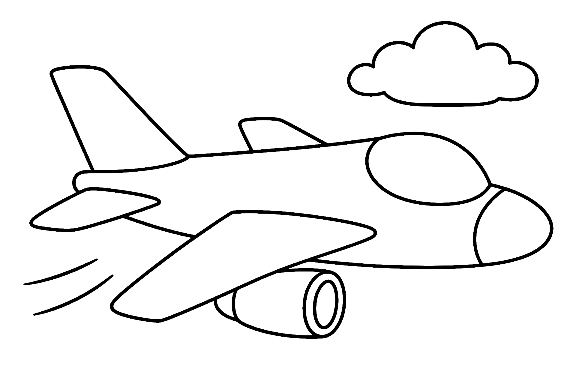 Jet mit Wolke - Ausmalbild ab 4 Jahren