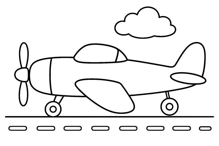 Kleines Flugzeug hebt ab - Ausmalbild ab 4 Jahren