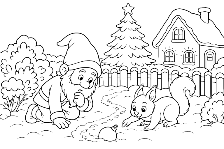 Die verlorene Christbaumkugel - Ausmalbild ab 6 Jahren