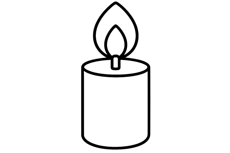 Weihnachtskerze mit Flamme - Ausmalbild ab 2 Jahren