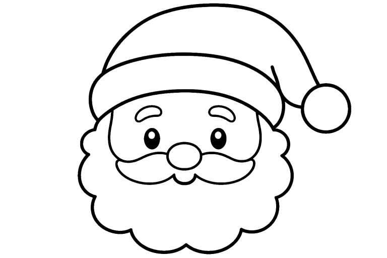 Weihnachtsmann-Gesicht mit Mütze - Ausmalbild ab 2 Jahren