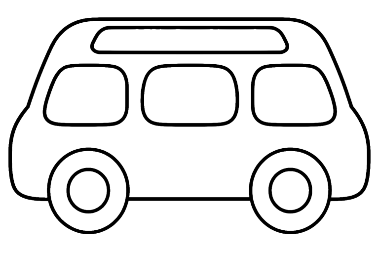 Auto Ausmalbild ab 2 Jahre – Breiter Familienwagen mit Dach - Ausmalbild ab 2 Jahren