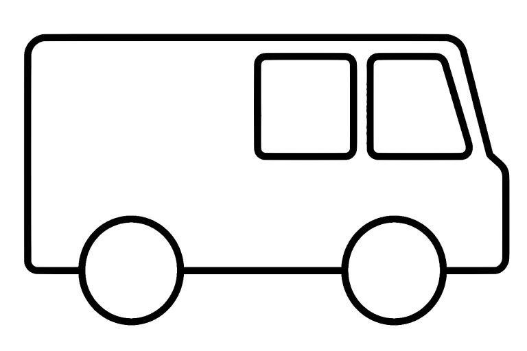 Auto Ausmalbild ab 2 Jahre – Einfacher Lieferwagen mit großer Front - Ausmalbild ab 2 Jahren