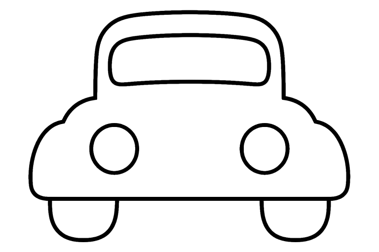 Auto Ausmalbild ab 2 Jahre – Einfacher Oldtimer mit runden Kotflügeln - Ausmalbild ab 2 Jahren