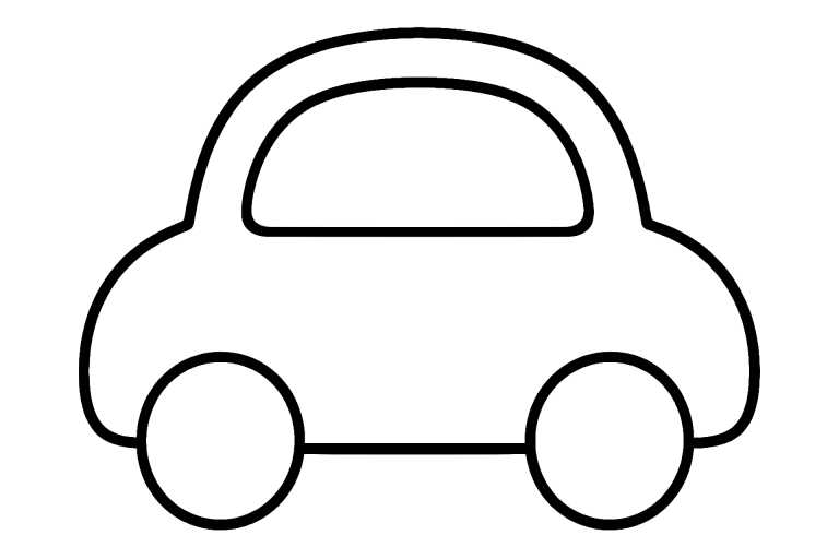 Auto Ausmalbild ab 2 Jahre – Freundlicher Kleinwagen mit runden Rädern - Ausmalbild ab 2 Jahren