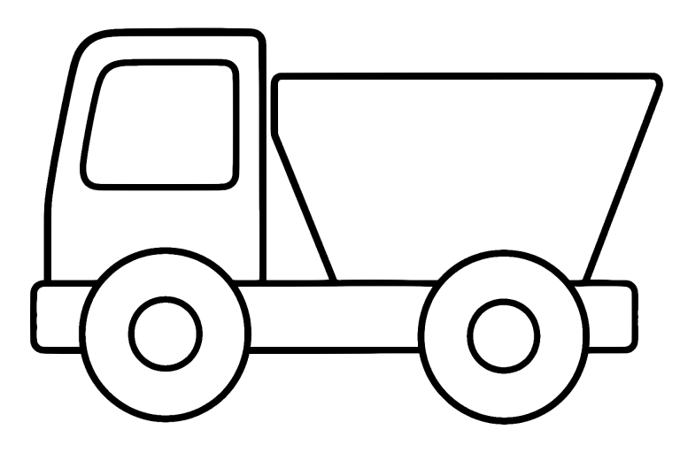 Auto Ausmalbild ab 2 Jahre – Kleiner Baustellenkipper von vorn - Ausmalbild ab 2 Jahren