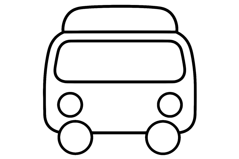 Auto Ausmalbild ab 2 Jahre – Kleiner Campingbus mit hohem Dach - Ausmalbild ab 2 Jahren