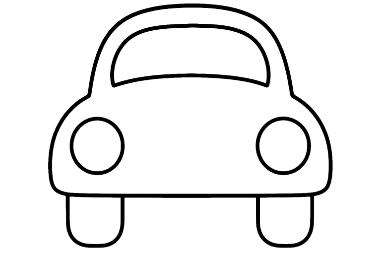 Auto Ausmalbild ab 2 Jahre – Niedlicher Käfer mit runder Motorhaube - Ausmalbild ab 2 Jahren
