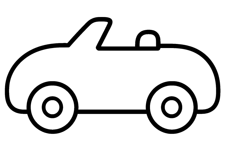 Auto Ausmalbild ab 2 Jahre – Niedliches Cabrio mit offenem Dach - Ausmalbild ab 2 Jahren