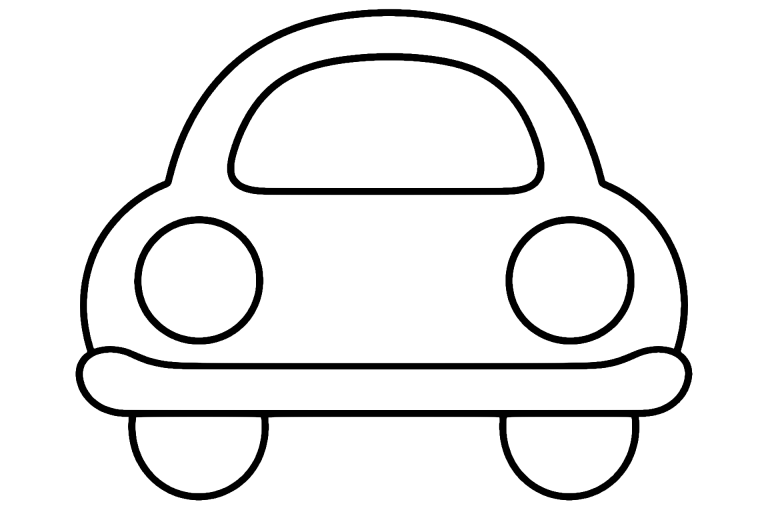 Auto Ausmalbild ab 2 Jahre – Rundes Stadtauto mit zwei Scheinwerfern - Ausmalbild ab 2 Jahren