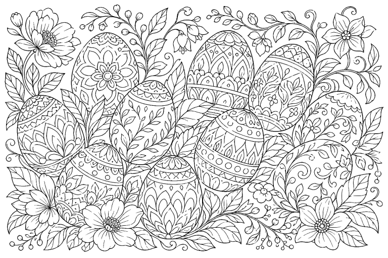 Botanische Ostereier-Sammlung - Ausmalbild