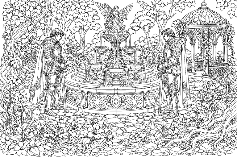 Der Schwur am Feenbrunnen - Ausmalbild