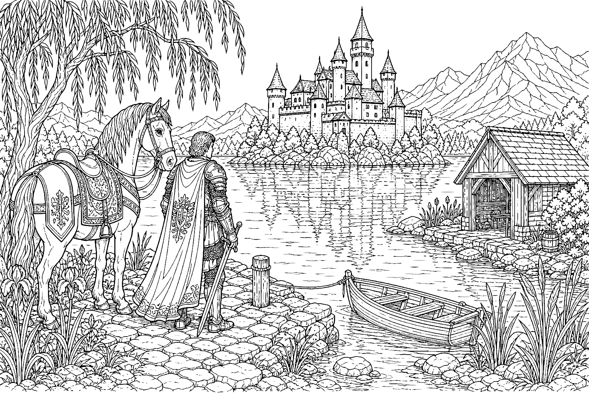 Der silberne Rittersee – Ausmalbild