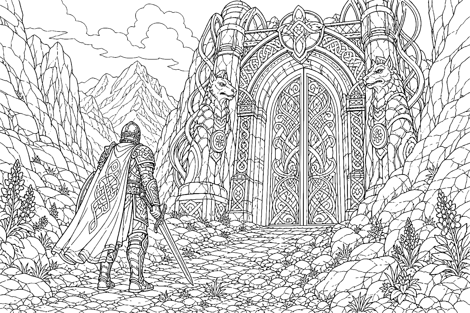 Der Wächter der Runenpforte – Ausmalbild