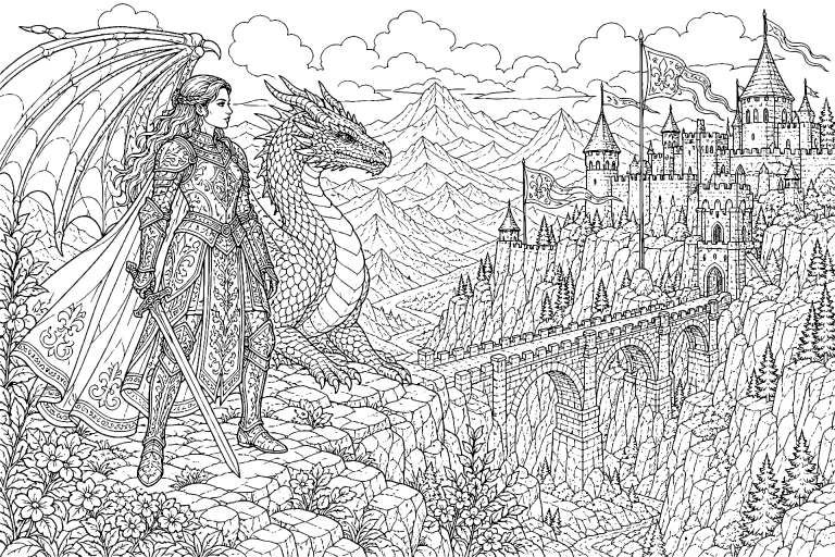 Die Hüterin des Drachenpasses - Ausmalbild