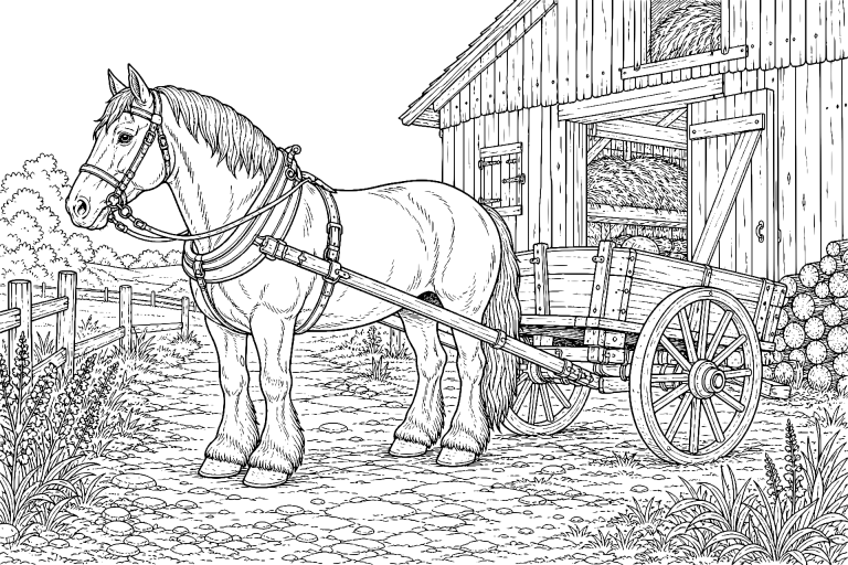 Pferd am alten Karrenweg - Ausmalbild
