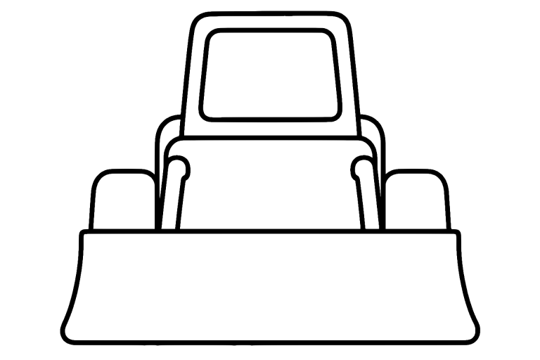 Bagger Ausmalbild ab 2 Jahre – Bagger mit breiter Frontschaufel - Ausmalbild ab 2 Jahren