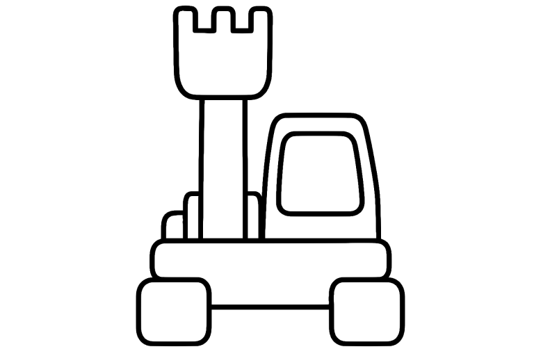 Bagger Ausmalbild ab 2 Jahre – Bagger mit geradem Arm - Ausmalbild ab 2 Jahren