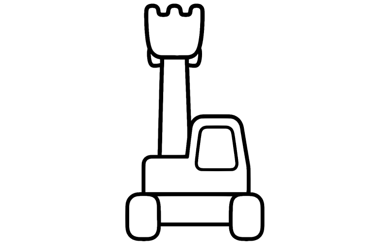 Bagger Ausmalbild ab 2 Jahre – Bagger mit langem Arm - Ausmalbild ab 2 Jahren